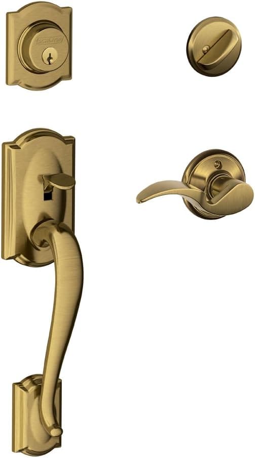Camelot Single Cylinder Handleset and Avanti Lever, Antique Brass (F60 V CAM 609 AVA)