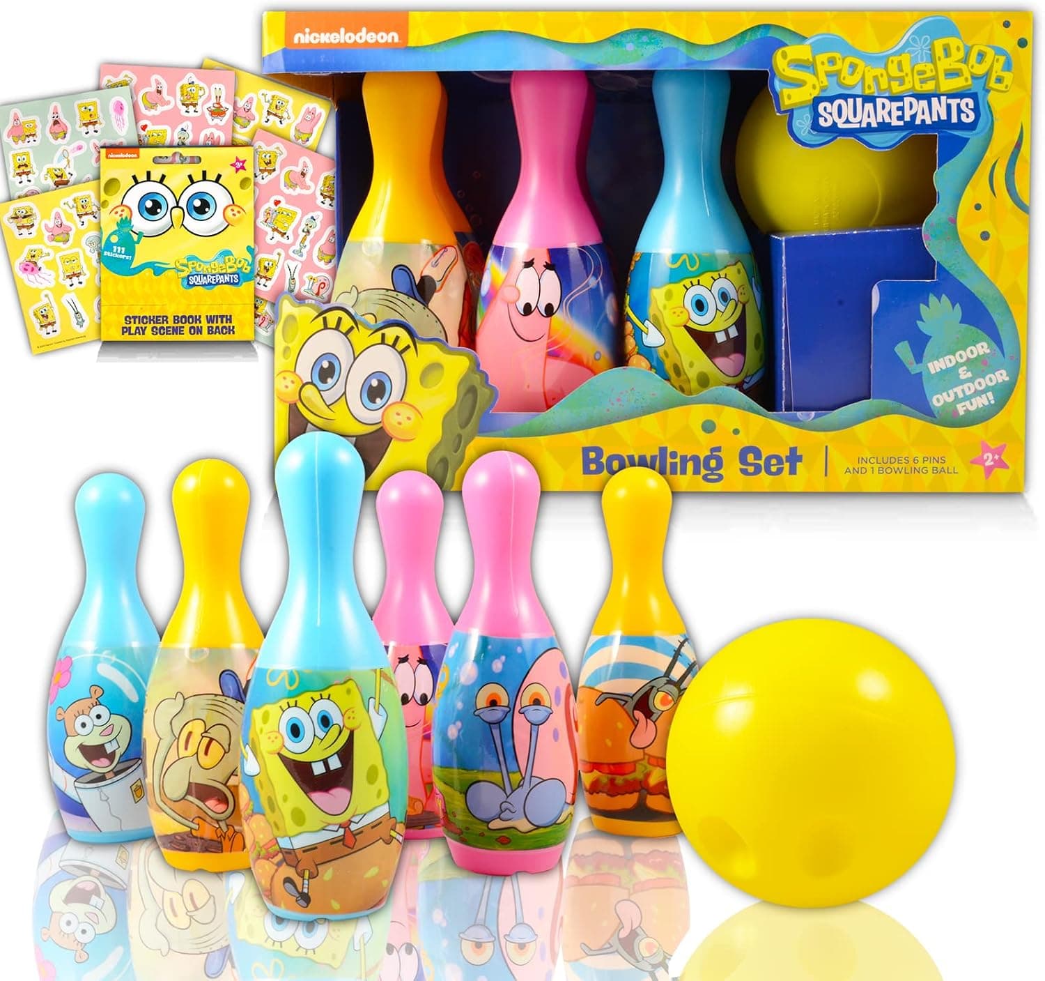 Nick Shop Spongebob Squarepants Bowling Set Bundle Spongebob Playset - Spongebob Squarepants Toys Games Activities with Spongebob Stickers (Spongebob Squarepants Games)