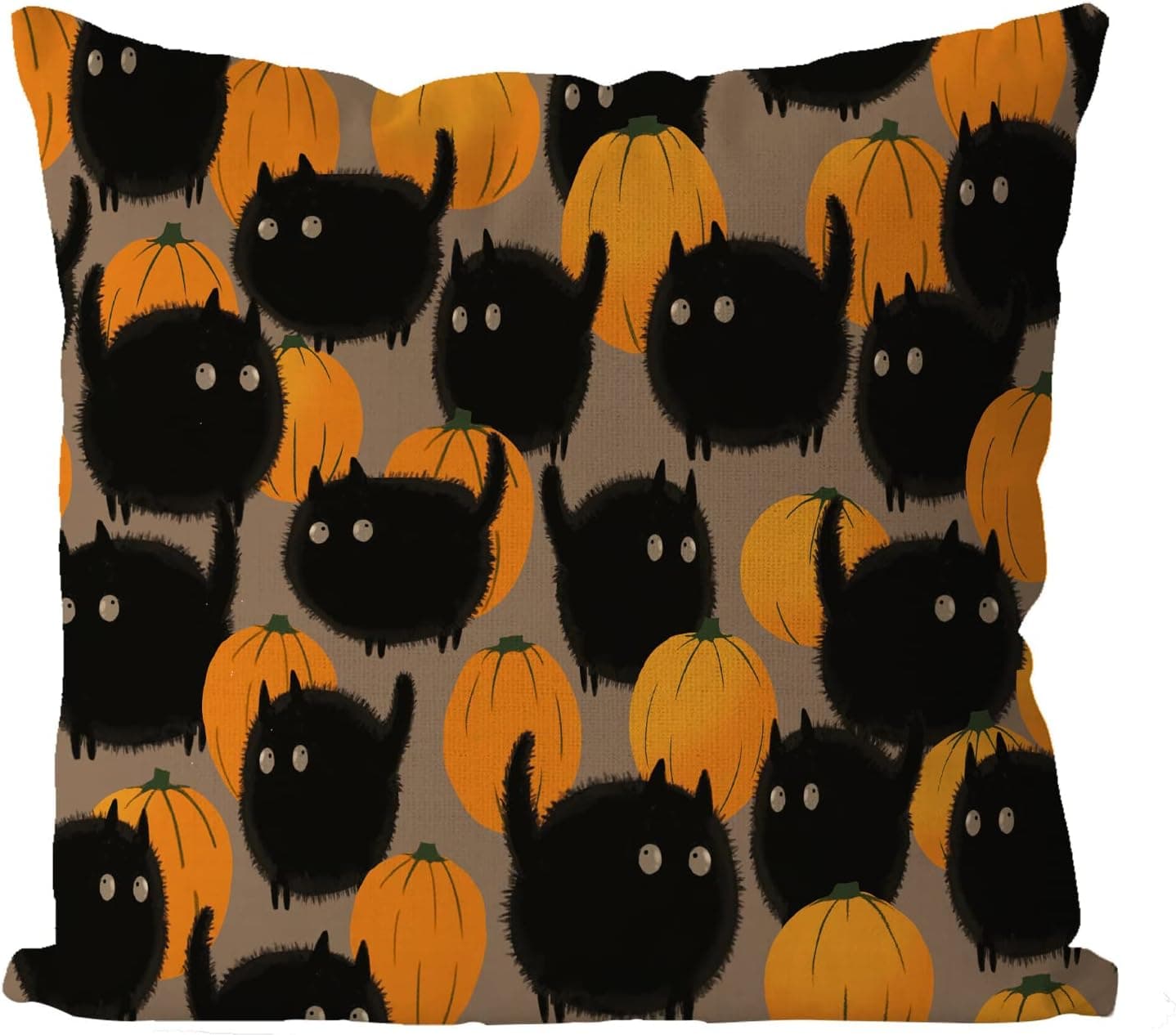 GAGEC Halloween Pillow Covers 18x18 Inch Halloween Pumpkin Cat Linen Pillowcase Holiday Farmhouse Indoor Outdoor Couch Cushion Case for Sofa and Home Deco