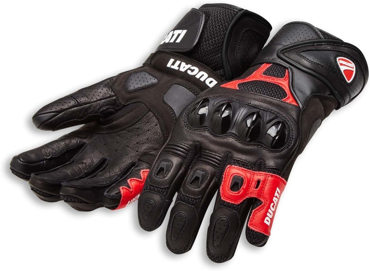 Ducati Speed Air C1 Leather Motorcycle Gloves (Large, Black/Red)