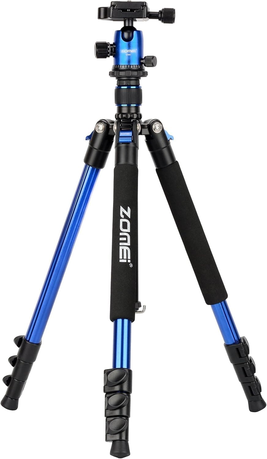 ZOMEi Q555 Lightweight Alluminum Alloy Camera Tripod with 360 Degree Ball Head + 1/4" Quick Release Plate For Canon Nikon Sony Samsung Panasonic Olympus Fuji DSLR And Camcorders(Blue)