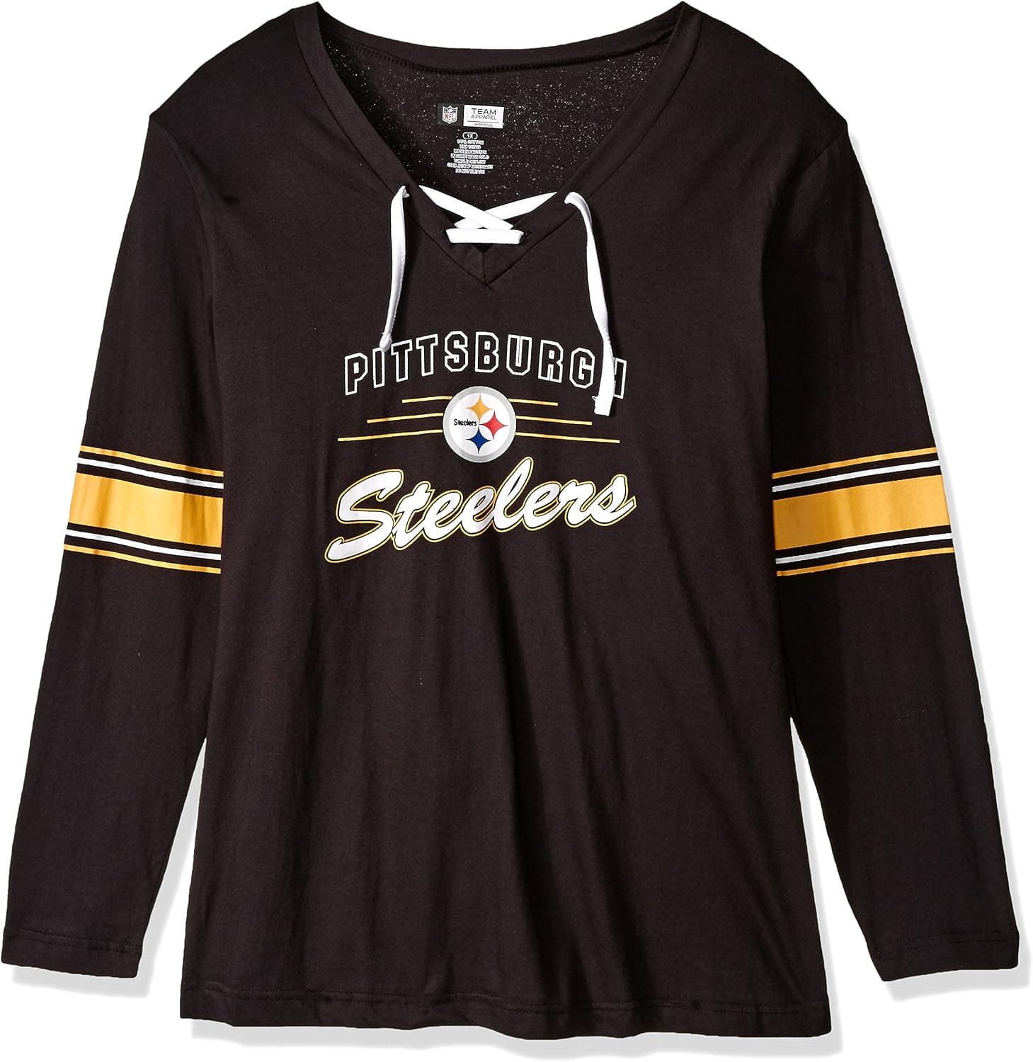NFL Team Apparel Women's Steeelers L/S Jersey V Neck Tee