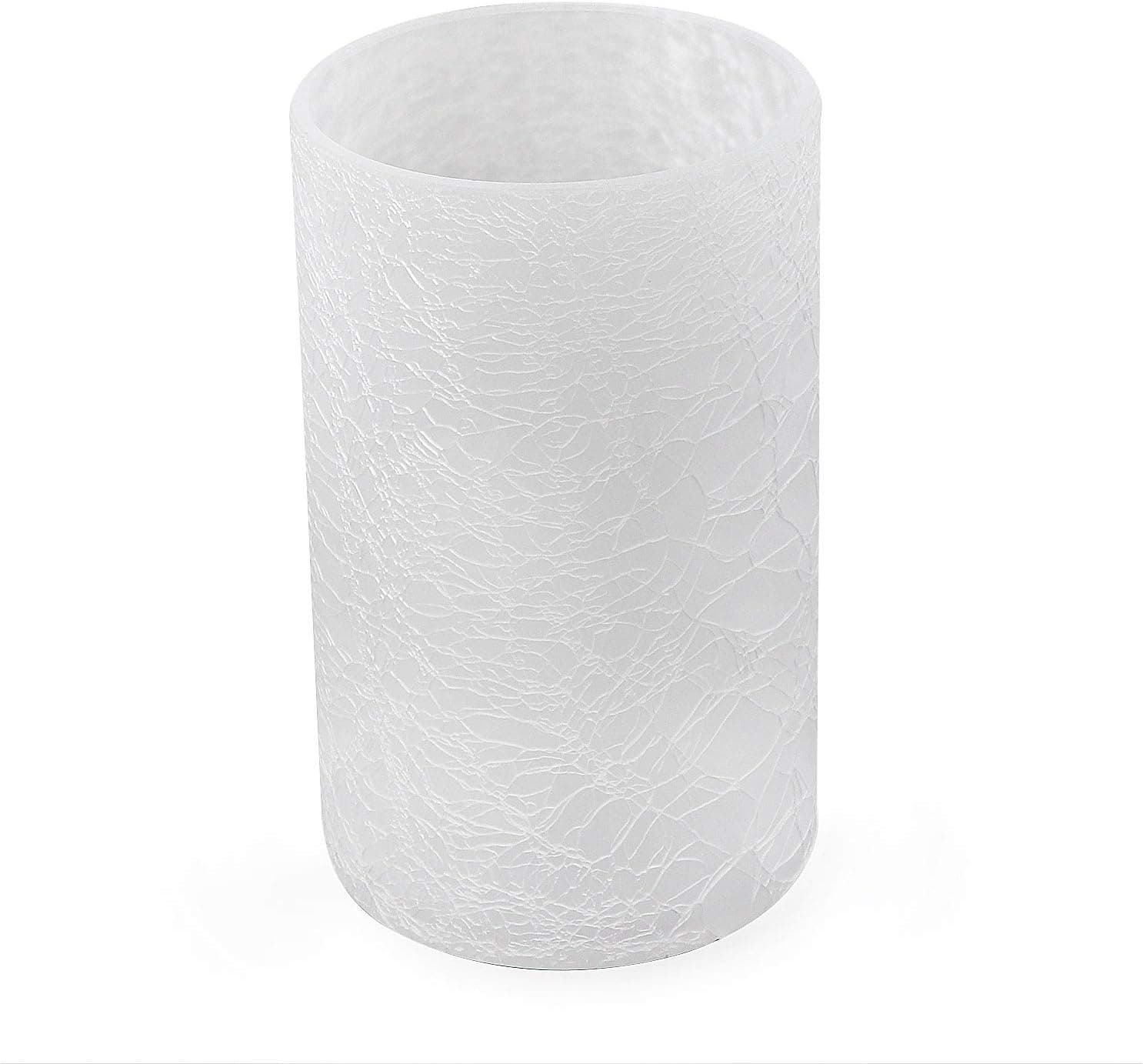 Eumyviv Frosted Glass Lamp Shade with Crack Finish, Cylinder Glass Lampshade Replacement with 1-5/8-inch Fitter Opening for Lighting Fixture A00017