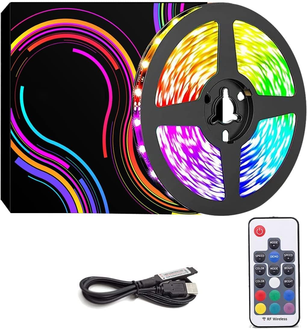 VVFLED USB LED Strips Lights, 6.6ft RGB LED Strip Lights Kit SMD 5050 TV Backlights, Multi Color Changing Flexible Tape Lights for TV Desk Room Halloween Thanksgiving Xmas Party