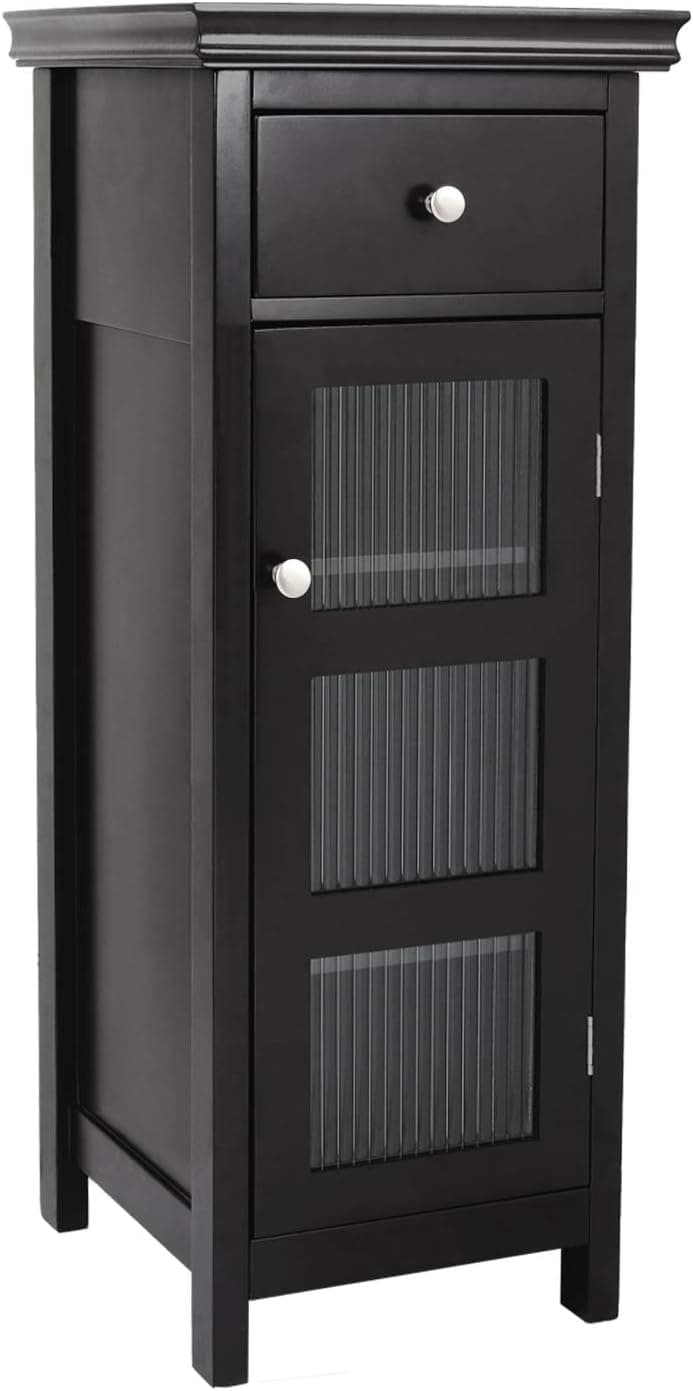 AZ L1 Life Concept Floor Cabinet with Glass Doors Free Standing with 3 Storage Shelves and Drawer Organization Madicine Cabinet