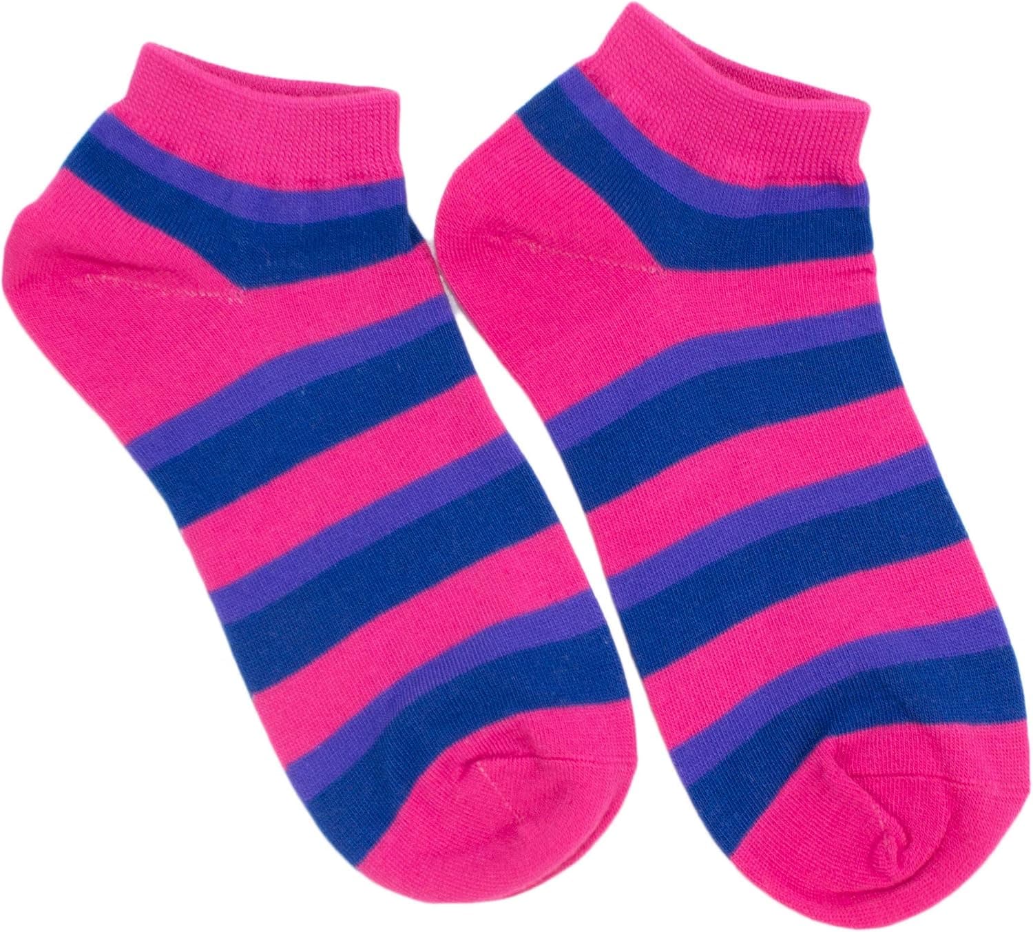 Rising Phoenix Industries Bright Striped Rainbow Ankle Socks for Women, Colorful Fun Pattern Crew Socks