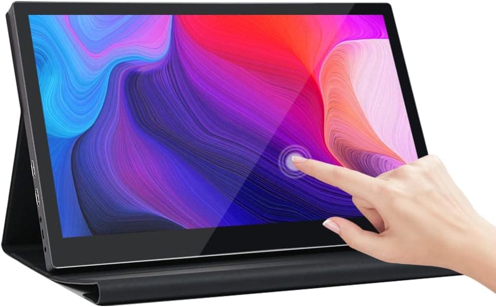 Prechen Portable Monitor Touchscreen,15.6 inch 1366 * 768 Resolution Dual HDMI interfaces, Built-in Speaker Small Monitor.