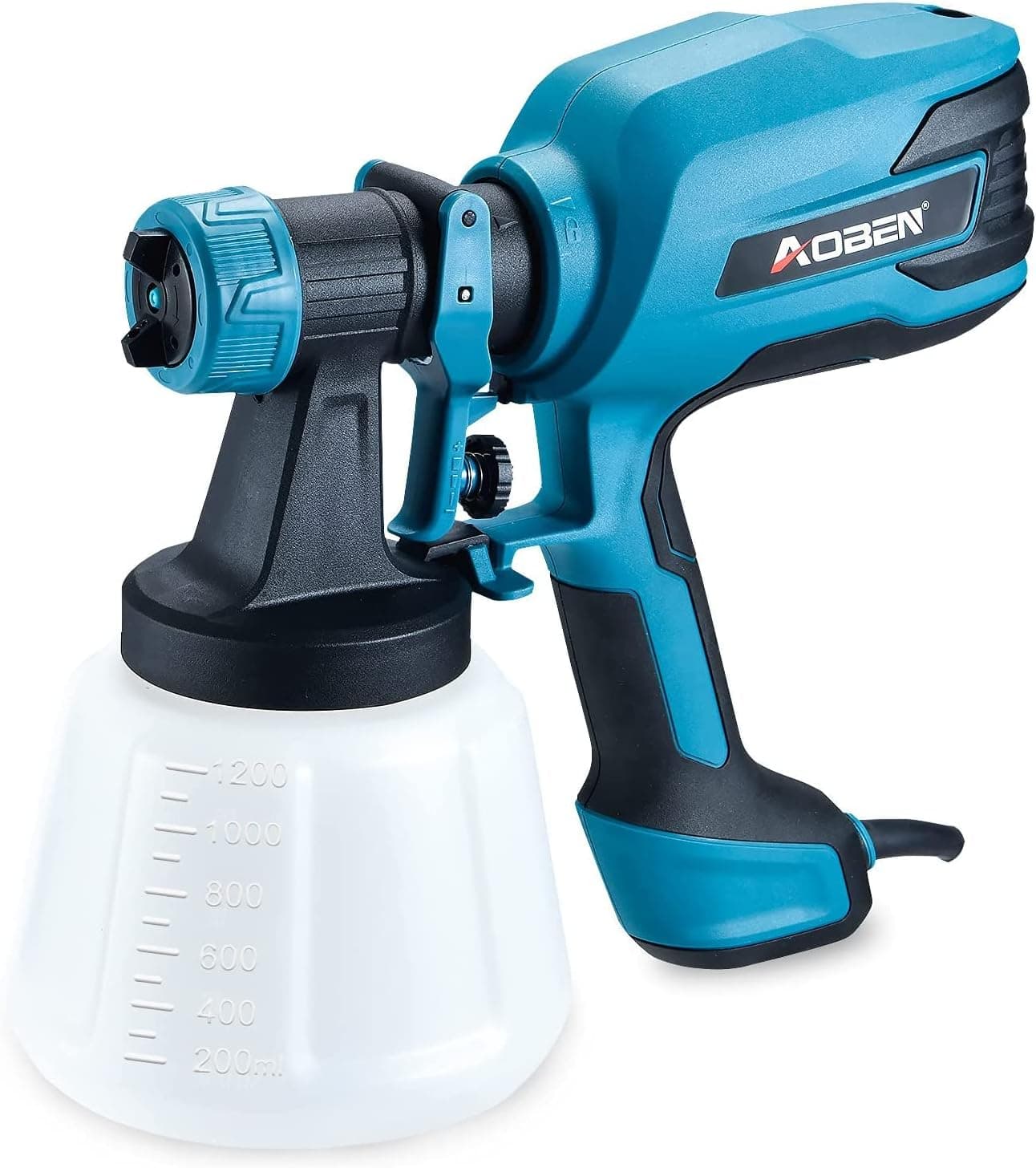 AOBEN Paint Sprayer, 750w Spray Gun Home Electric Paint Gun with 8 Nozzles in 4 Sizes,Hvlp Spray Gun with 1200ml Container, 3 Spray Patterns for Fence, Cabinet, Home Painting(RED) (Blue)