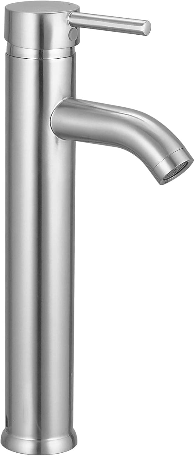 Brushed Nickel Vessel Sink Faucet, Single Handle Bathroom Faucet, Modern One-Hole Washbasin Faucet Brass Lavatory Tall Tap