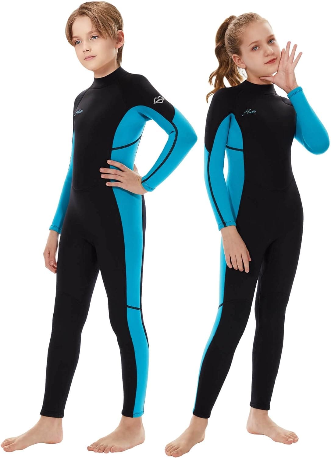 Hevto Wetsuits Kids and Youth 3/2mm Neoprene Full Shorty Suits Surfing Swimming Diving Keep Warm for Water Sports