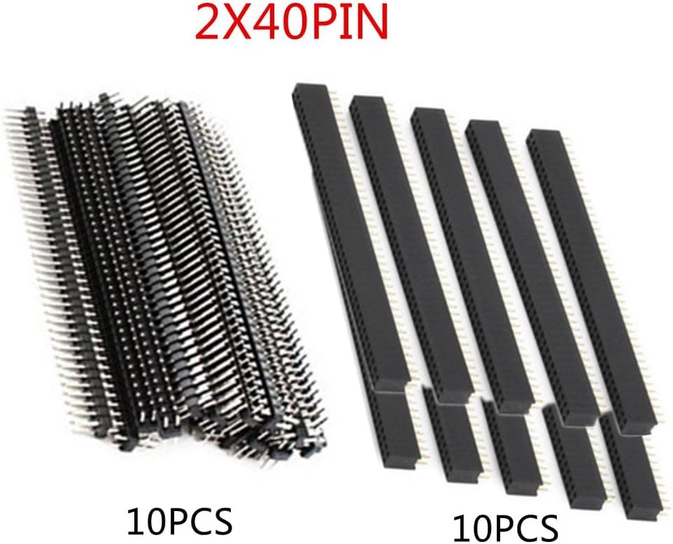 Ltvystore 20PCS 2.54MM Breakaway PCB Board 2x40 80-Pin Dual Row Male and Female Pin Header Connector Strip for Arduino Shield