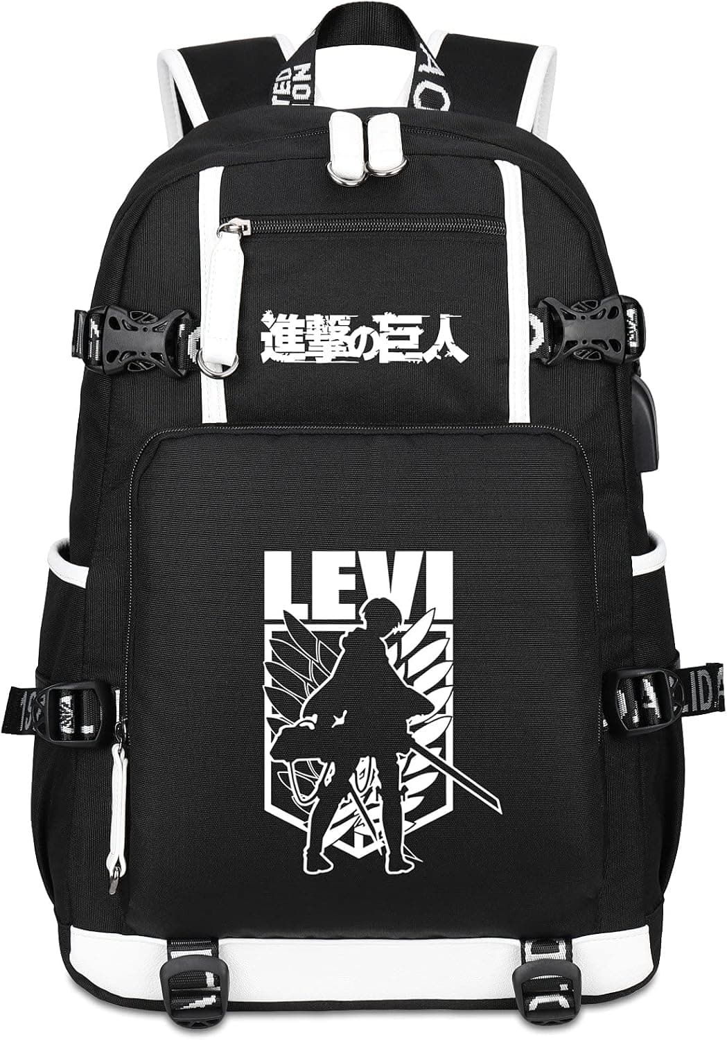 Roffatide Anime Backpack for Attack on Titan Levi Wings of Freedom Laptop Backpack with USB Charging Port & Headphone Port