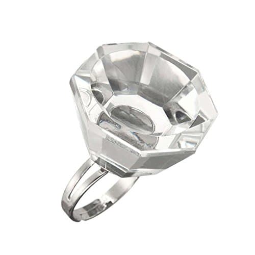 FlyItem® Professional Eyelash Extension Crystal Glass Adhesive Glue Finger Ring Adjustable Reusable Pallet Holder (Clear)