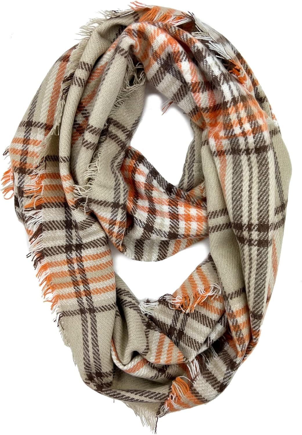 Plum Feathers Premium Plaid Print Infinity Scarf