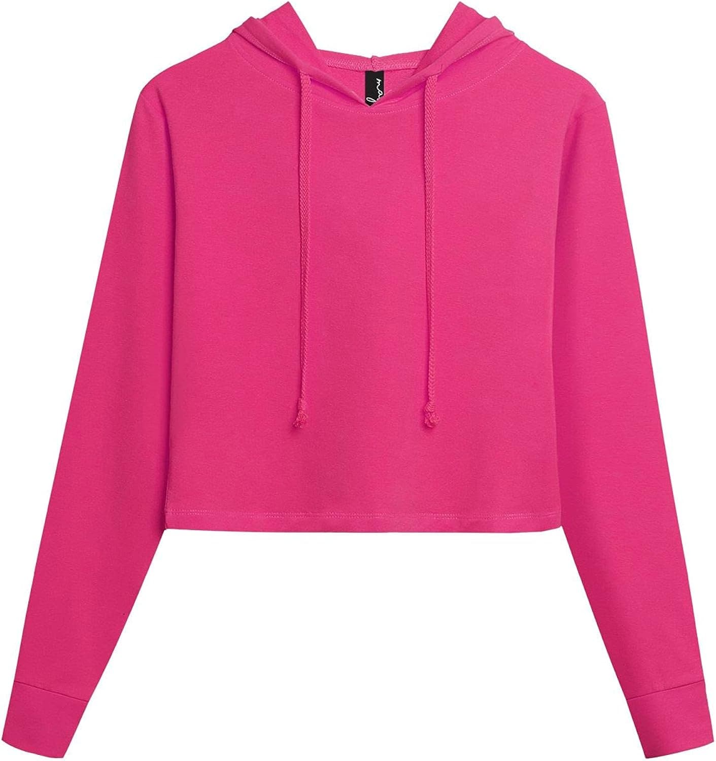 MAY VUE Women's Causal Long Sleeve Crop Top Drawstring Pullover Hoodie Sweatshirts