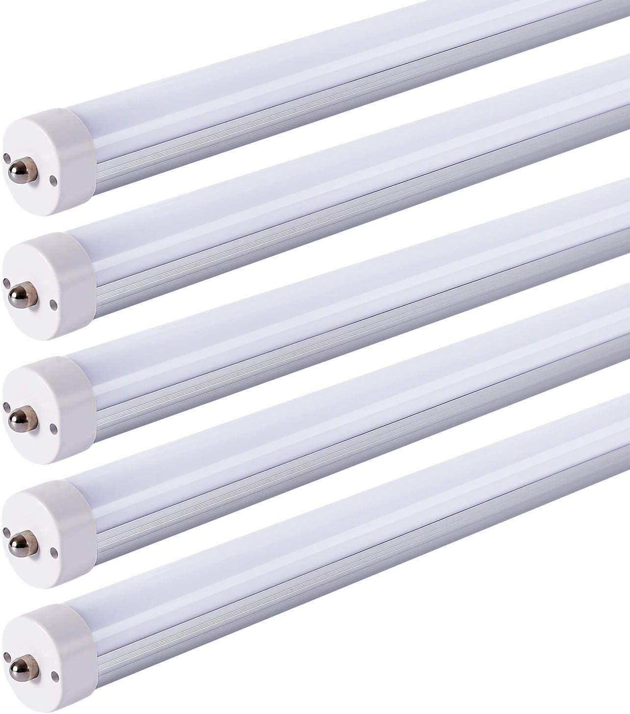 JESLED 8Ft LED Light Bulbs - 5000K Daylight, 3960Lumens,Single Pin Fa8 Base Dual-End Powered,Ballast Bypass,Frosted Cover,36W(75W Equivalent), T8/T10/T12 Fluorescent Replacement(20-Pack)