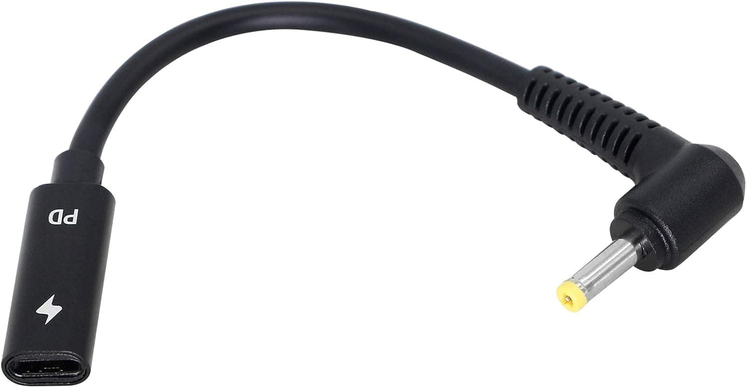 CERRXIAN 5.5inch 65W PD USB Type C Female to DC 4.0 x 1.7 mm Male Charging Adapter Cable for Compatible with Lenovo IdeaPad 310 320 330 330s 120s(4017s)