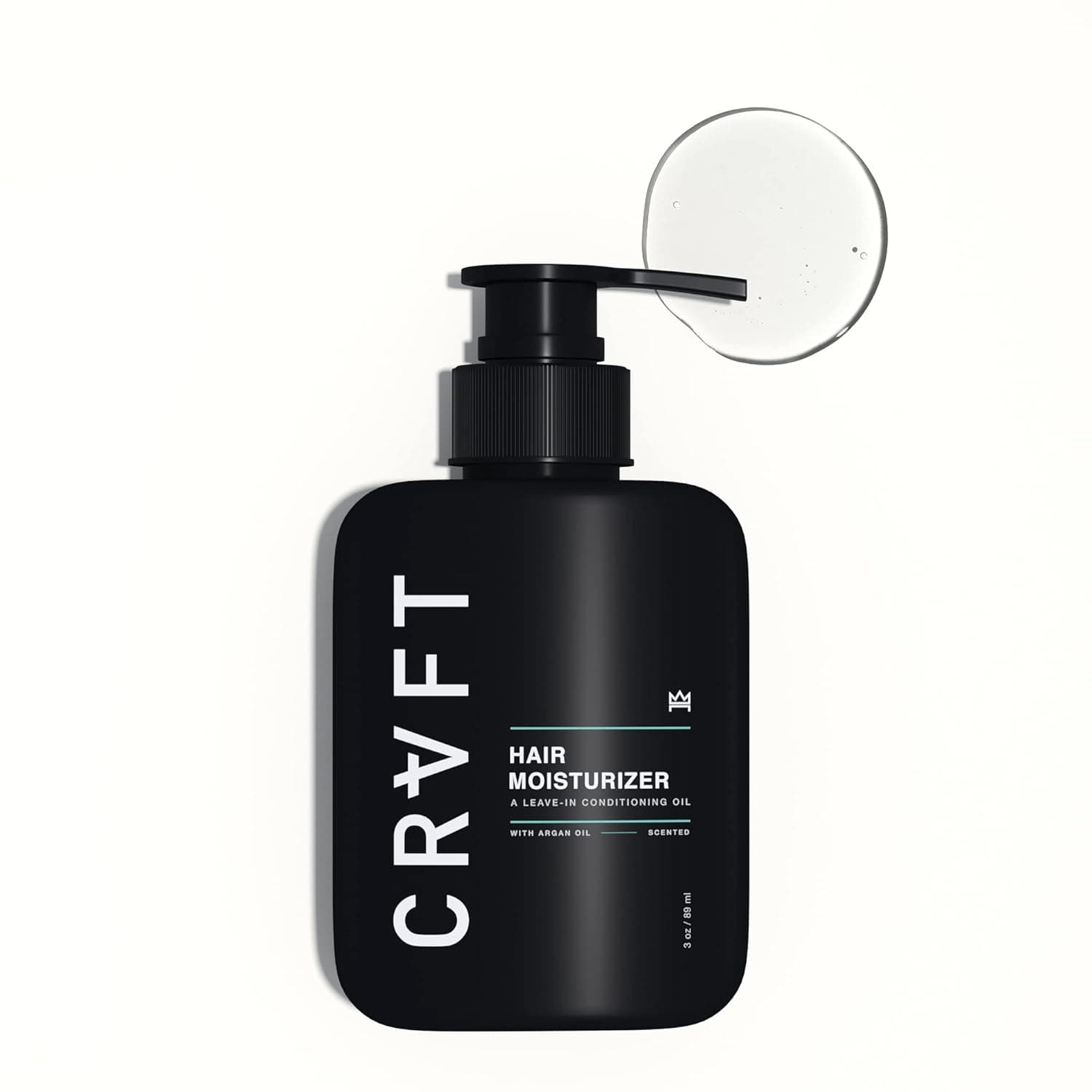 CRVFT Hair Moisturizer 3oz [AM] | Eliminate Frizz/Soften Hair | Ideal for Dry/Damaged Hair | With Argan Oil | Men's Daily Leave-In Conditioning [Oil] | Made in USA | Paraben & Sulfate Free [Scented]