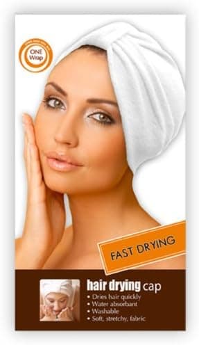 Terry Turban Head Wrap Hair Drying Cap - Absorbent Stretch Fabric - Machine Washable