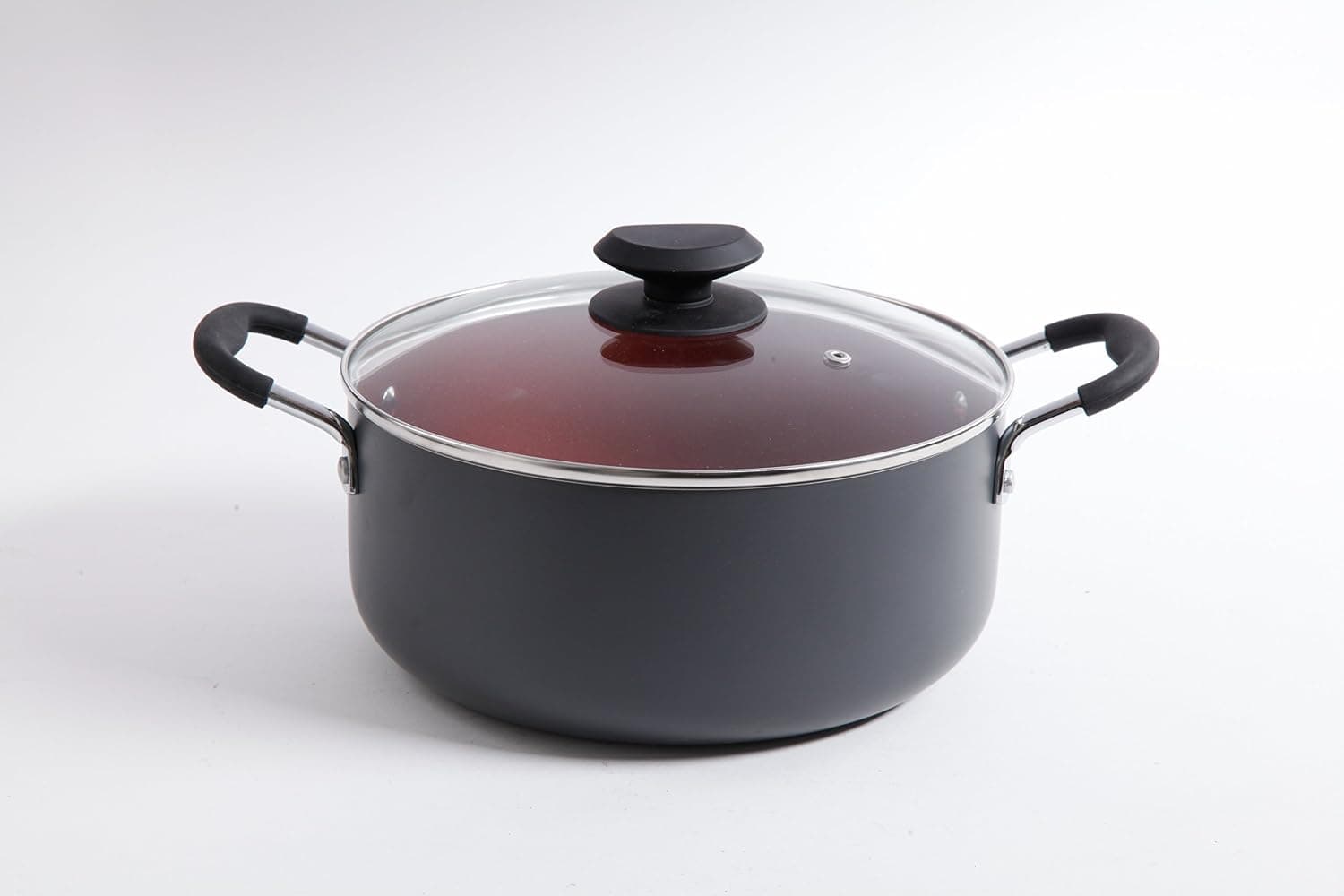 Gibson Home Hummington 5-Quart Ceramic Non-Stick Dutch Oven with Glass Lid, Red