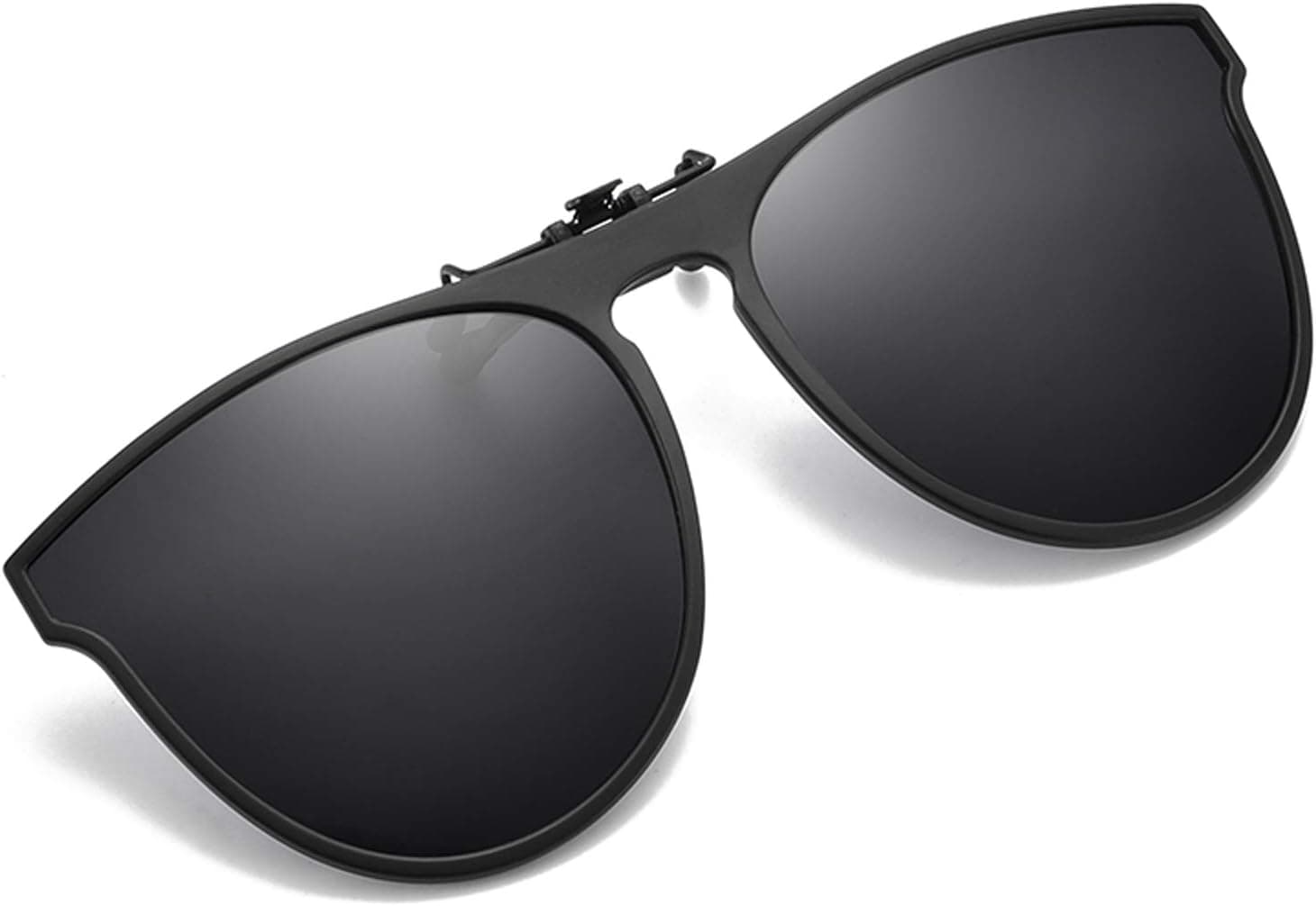 OopsMi Polarized Clip-on Sunglasses TR90 Frame Flip Up Driving Glasses For Prescription Glasses (Black Lens)