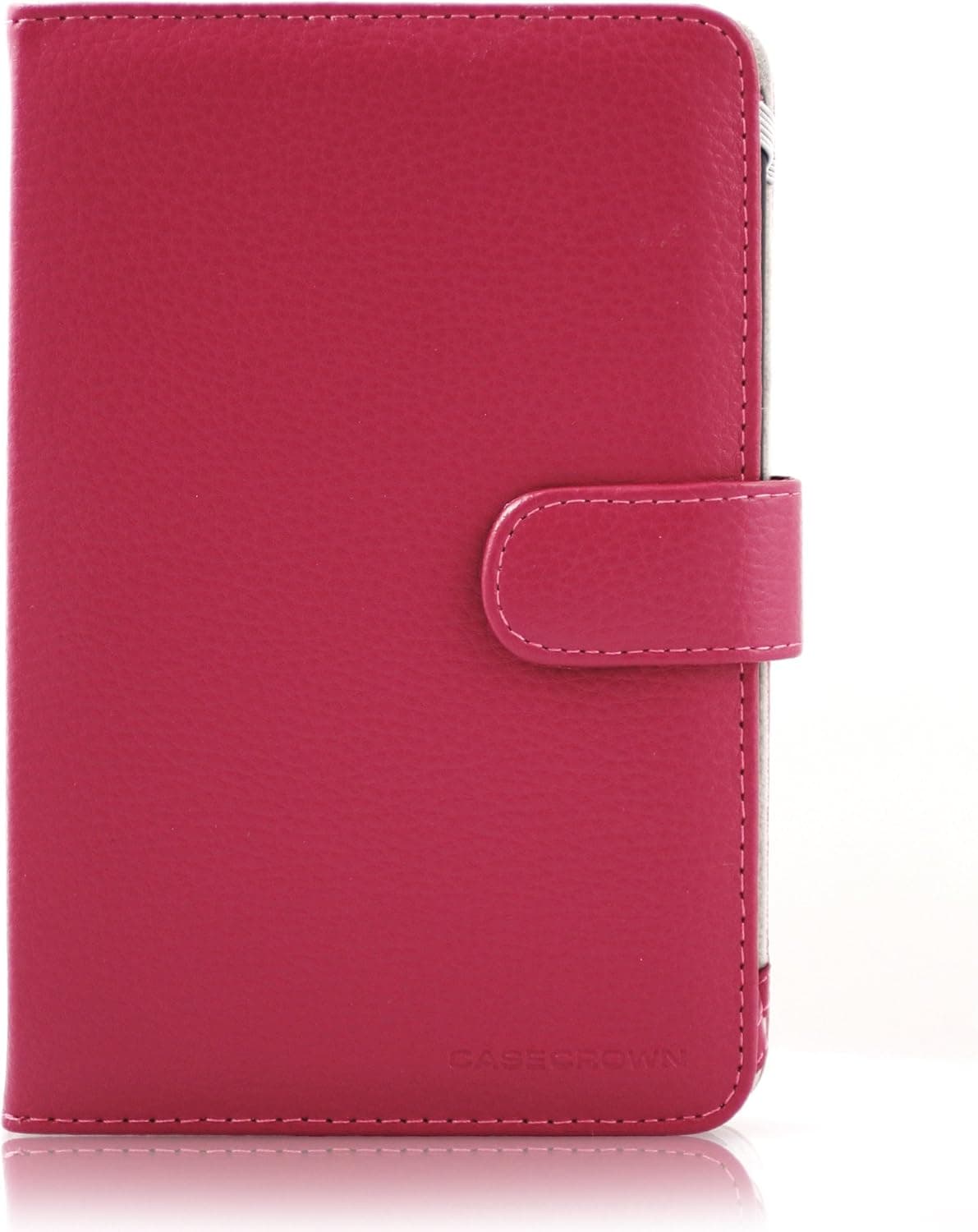 CaseCrown Faux Leather Opening Case with Interior Compartments for Borders KOBO eBook Reader Organizer Case (Hot Pink)