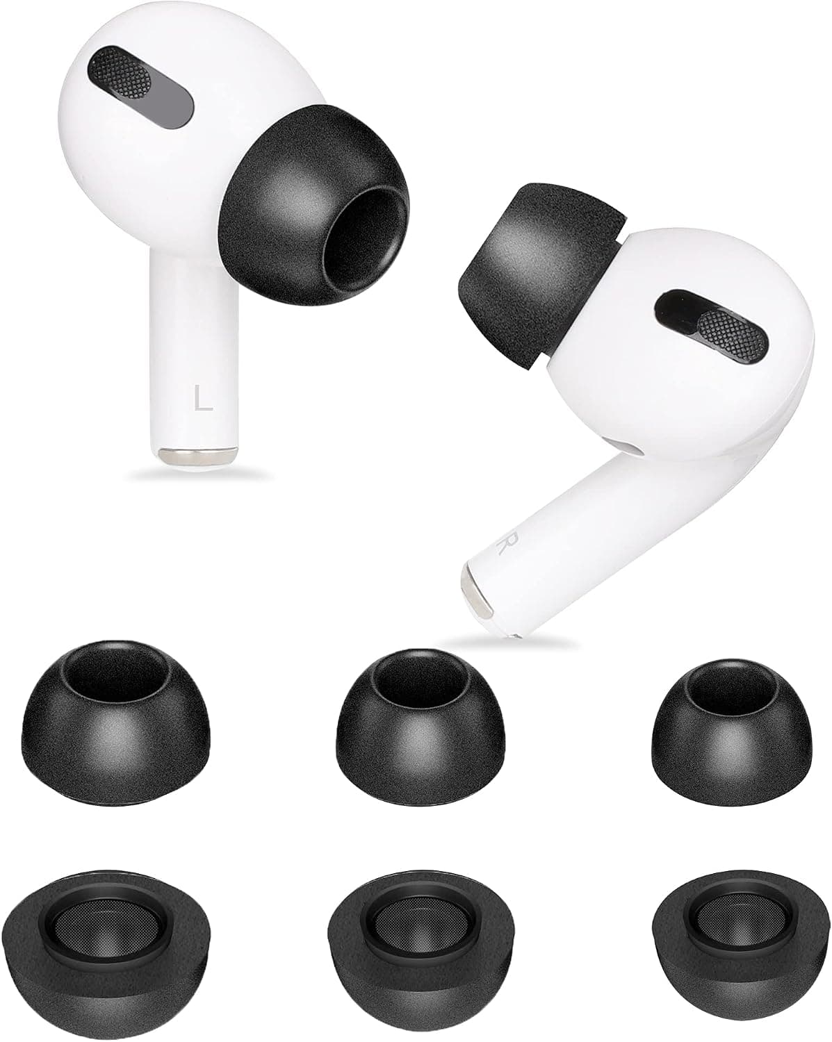 PYDF 3 Pairs of Soundproof Eartips, Ear Tips for Airpods Pro, Slow Rebound Memory Foam, Noise Reduction and Sound Insulation,No Silicone Eartips Pain,3 Pairs(S/M/L, Black) (Black)