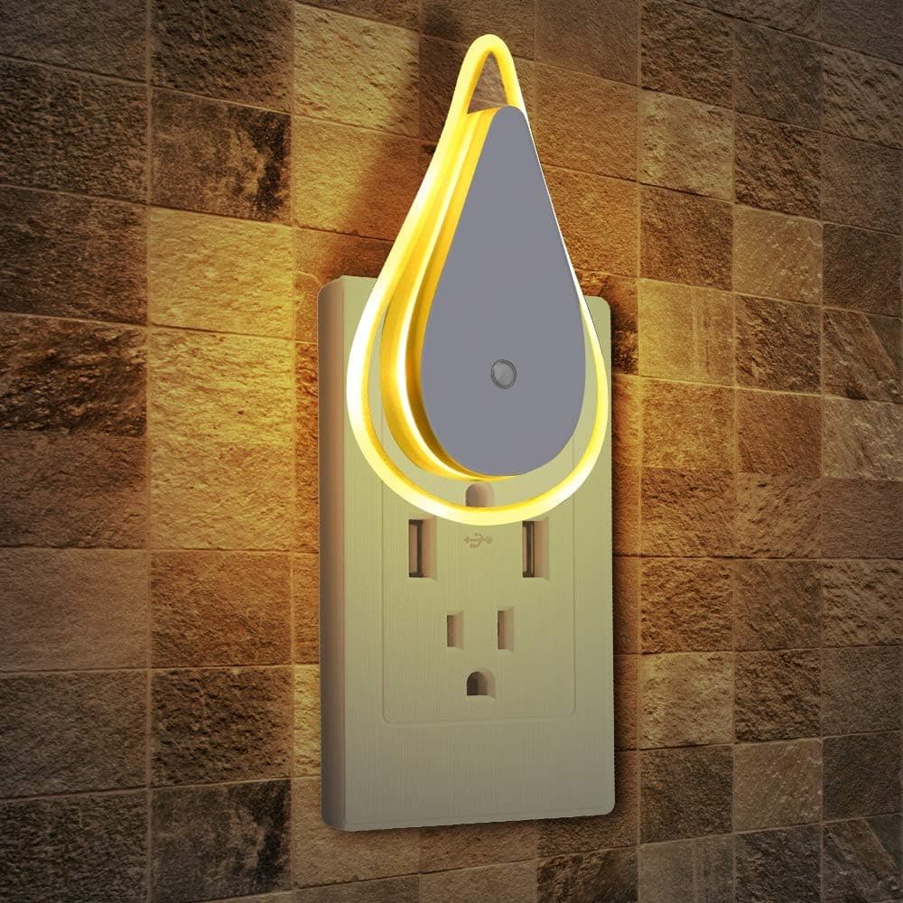 B-right 2 Pack Plug in Night Light, LED Night Light with Dusk to Dawn Sensor, Portable Soft Night Light for Kids, Adults, Bedroom, Bathroom and Hallway (Warm White)