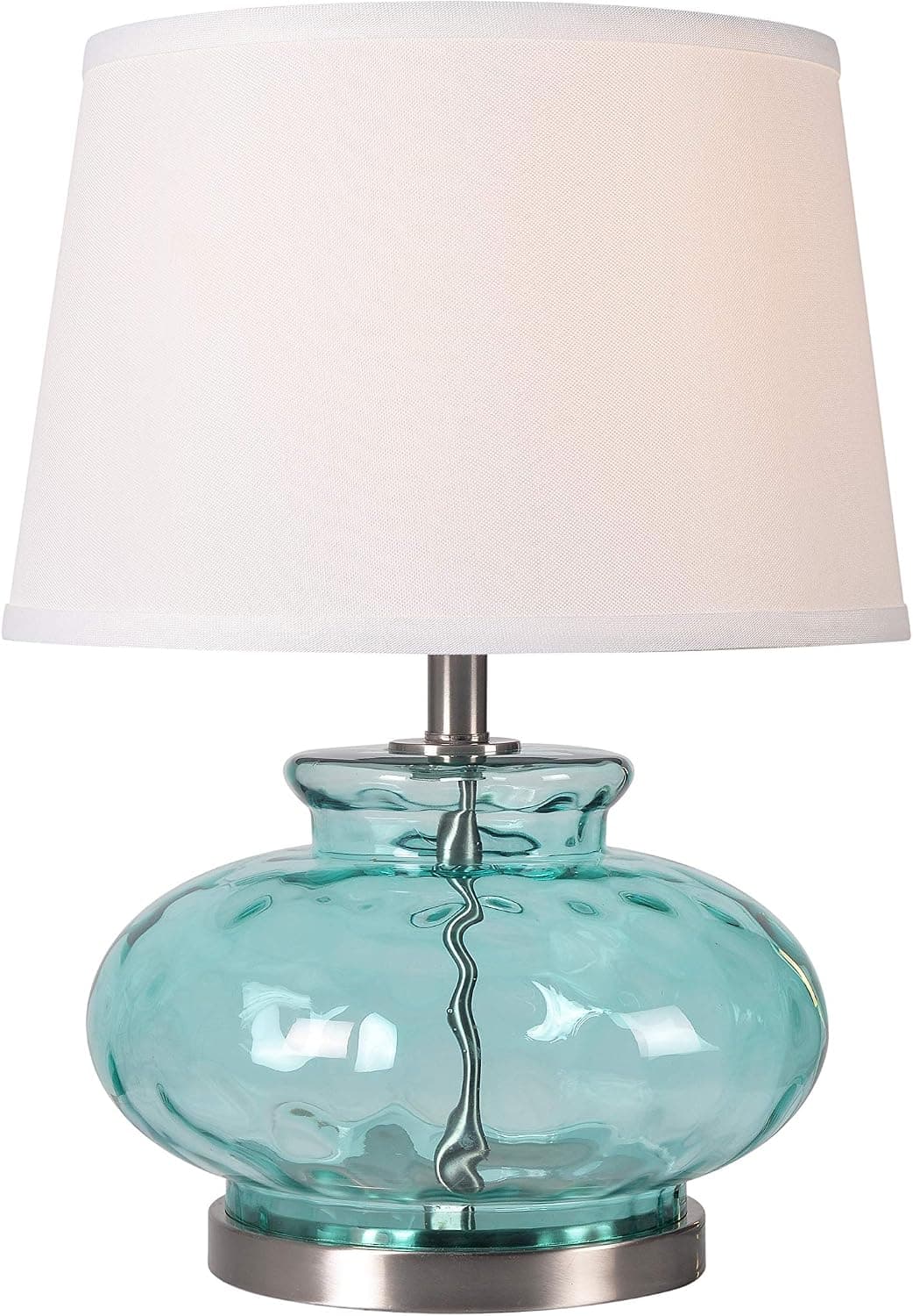 Kenroy Home 32318BLU Alamos Table Lamps, Medium, Light Blue Glassand Brushed Steel