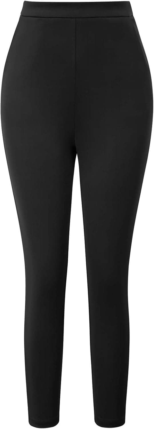 JASAMBAC Yoga Dress Pants Petite Length Women's Slim Fit Legging Pant Black L