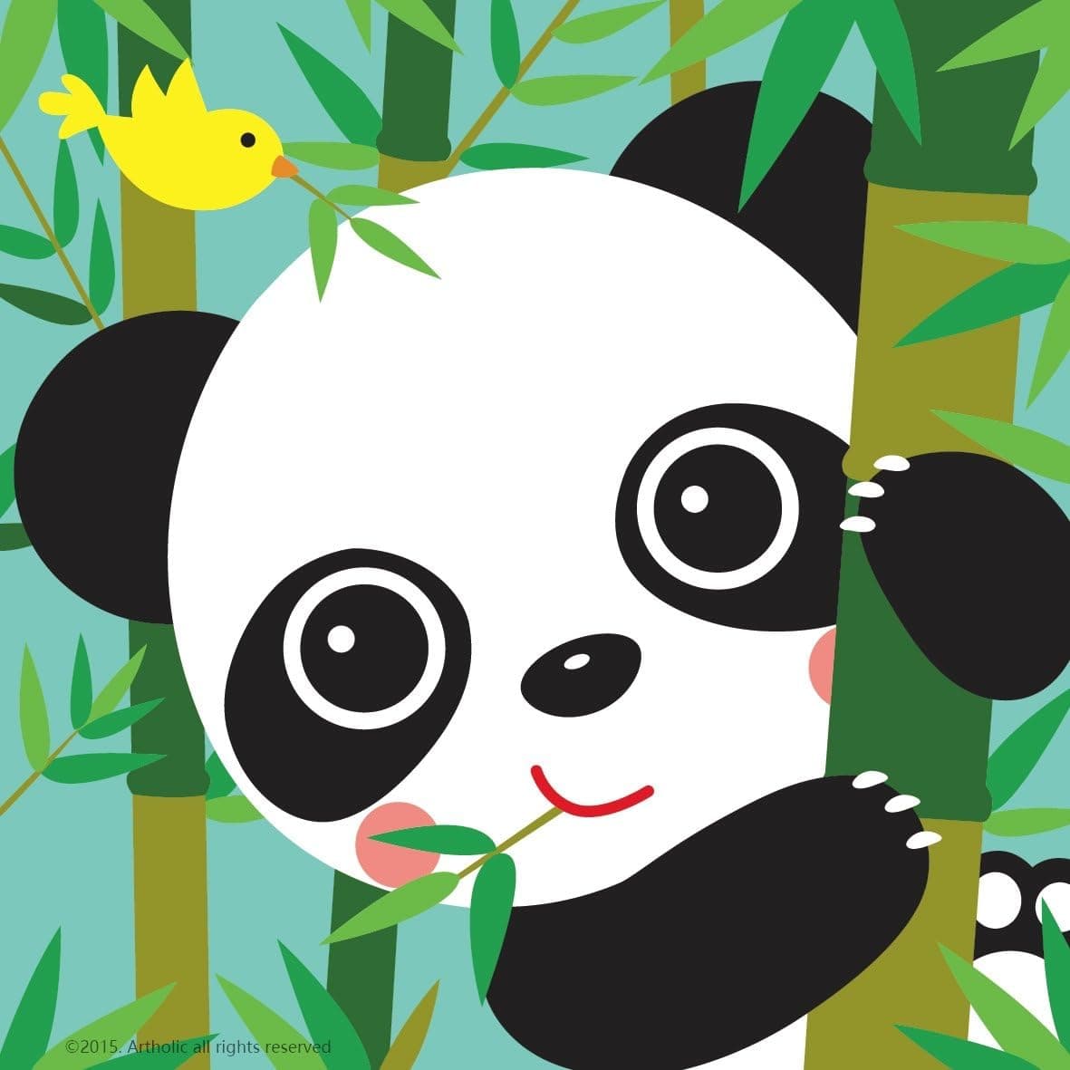 Diy oil painting, paint by number kits for kids - Baby Panda 8"x8" (Framed Canvas)