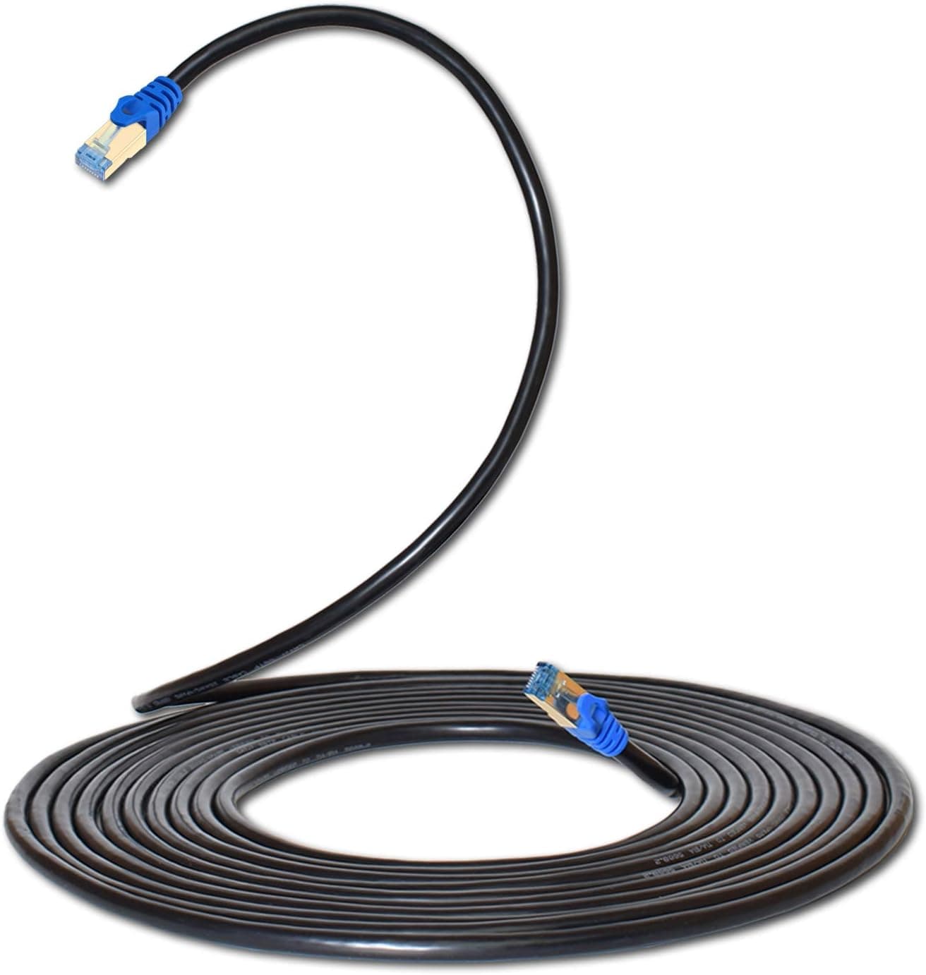 Xmecyino Cat7 Ethernet Cable 10ft, Outdoor High Speed Cat7 Networking Cord Patch Cable RJ45 10 Gigabit 600MHz LAN Wire Cable STP Waterproof Direct Burial Ethernet Cable Black(10ft/3m)