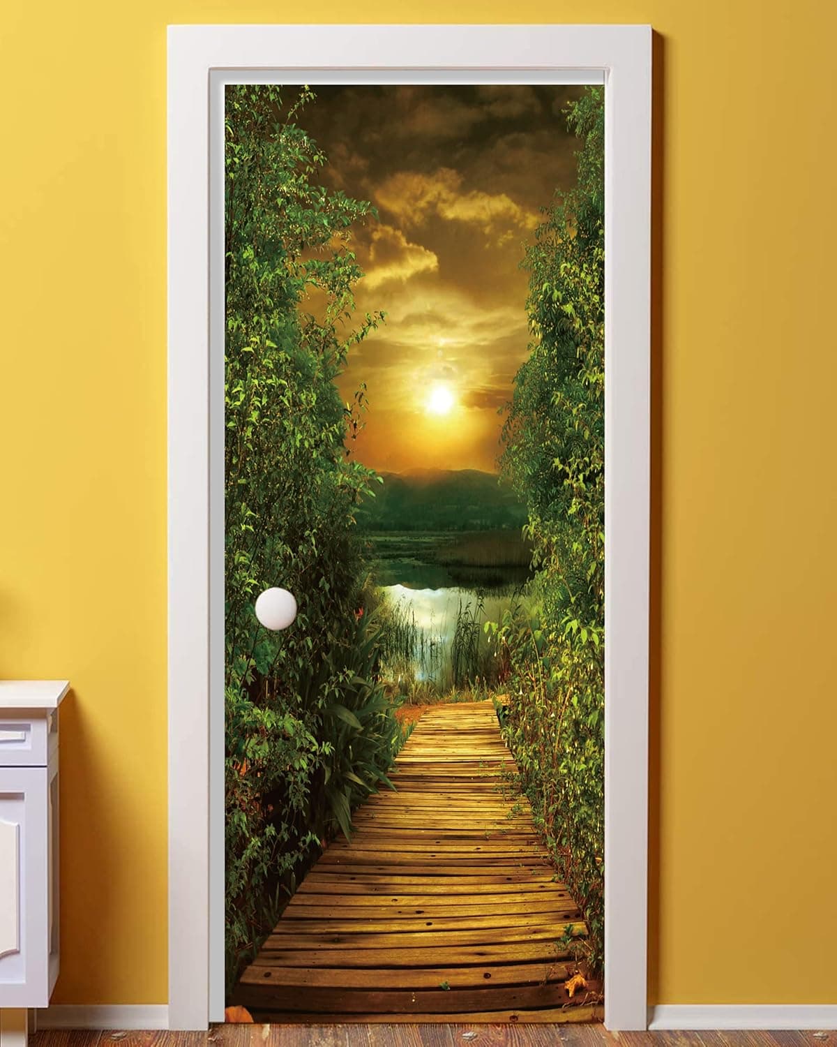 Door Sticker - FLFK 3D Door Mural Peel and Stick, Removable Self-Adhesive Scenic Door Wallpaper for Home Decor, 30.3 "W x 78.7 "L, Set of 2 Sheets