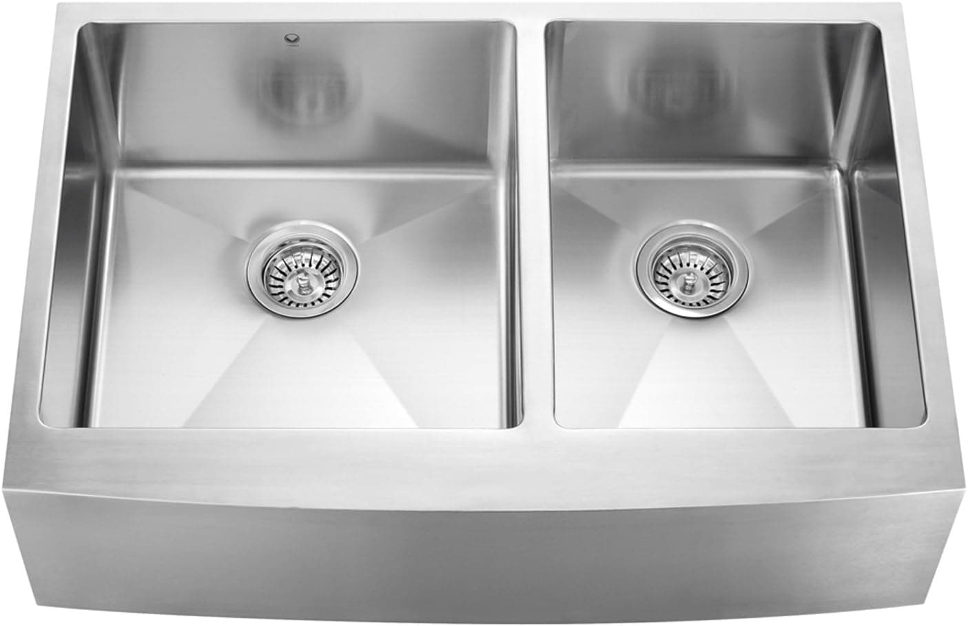 VIGO VGR3320BL 33 Inch Farmhouse Apron Front 16 Gauge Double Bowl Stainless Steel Kitchen Sink, Commercial Grade Sink with Rounded Corners and SoundAbsorb Technology