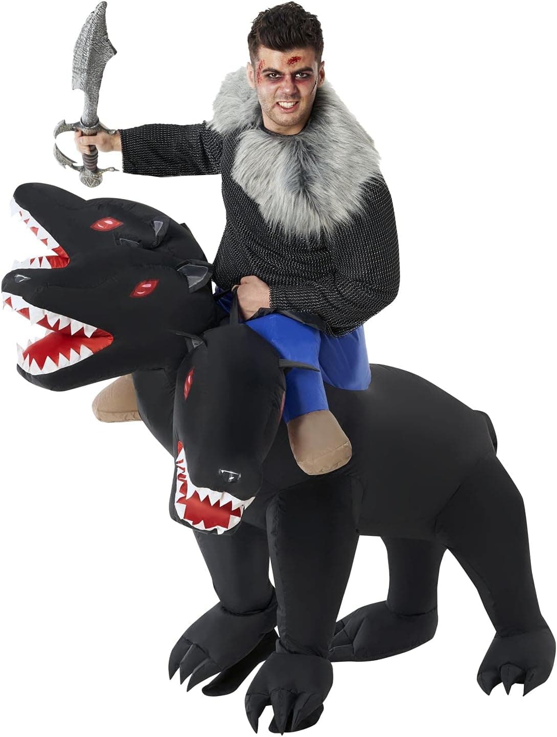 Morph Costumes Three Headed Dog Costume For Adults Black Riding on Adult Greek Costume Halloween Outfit