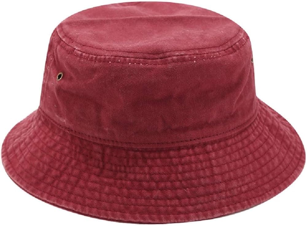 Printing Dye Bucket Cotton Hat Sunscreen and Windproof Packable Outdoor Travel Beach Fisherman Cap for Women Men Red