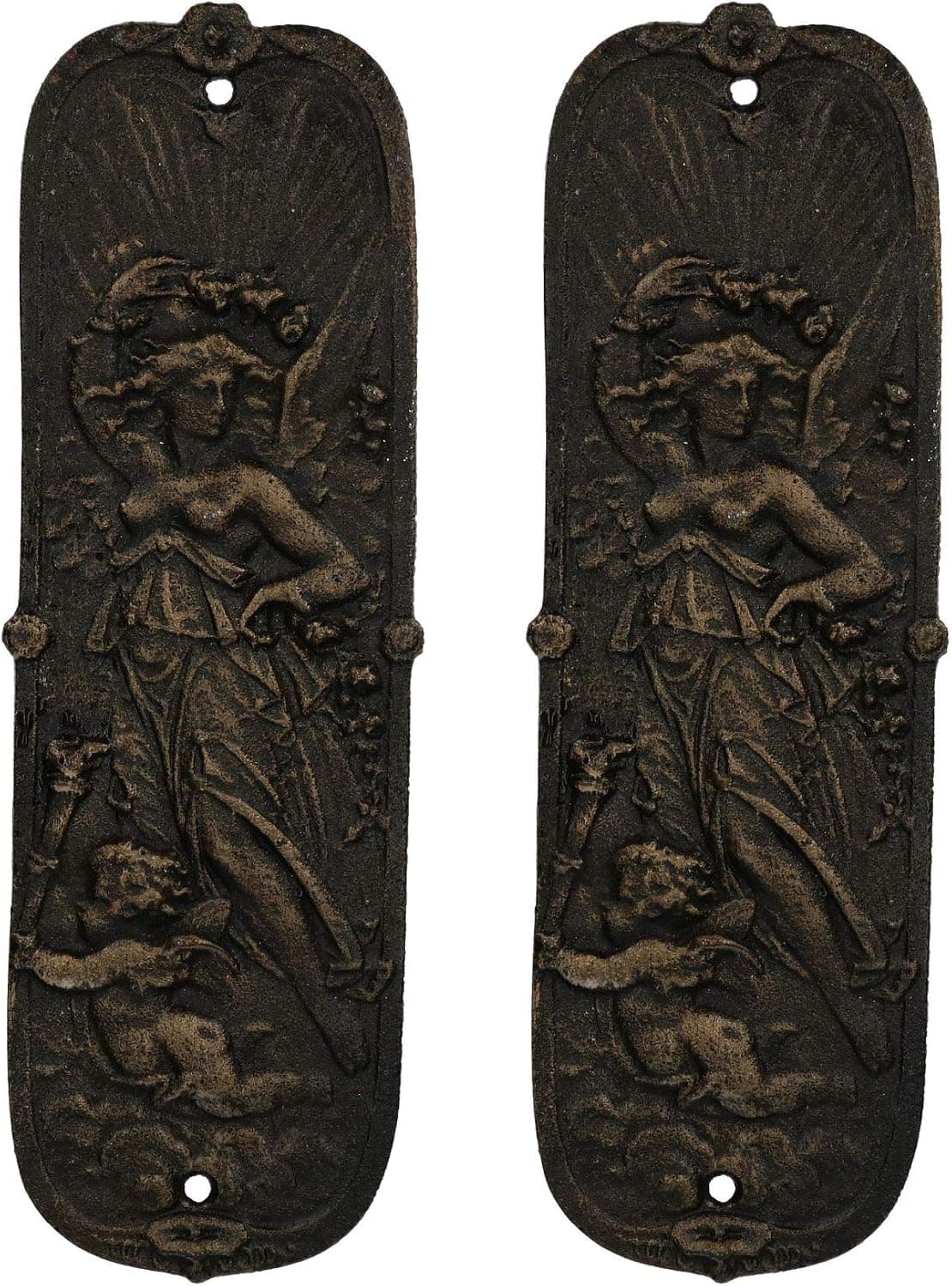 AB Tools Finger Push Plate Sun Door Wall Post Cast Iron Sign Plaque Decorative Pull Plates