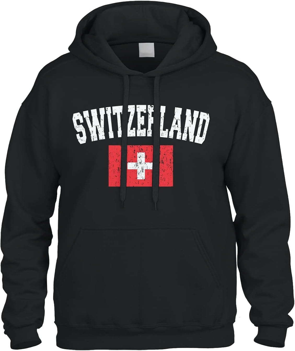 Cybertela Faded Distressed Swiss Switzerland Flag Sweatshirt Hoodie Hoody