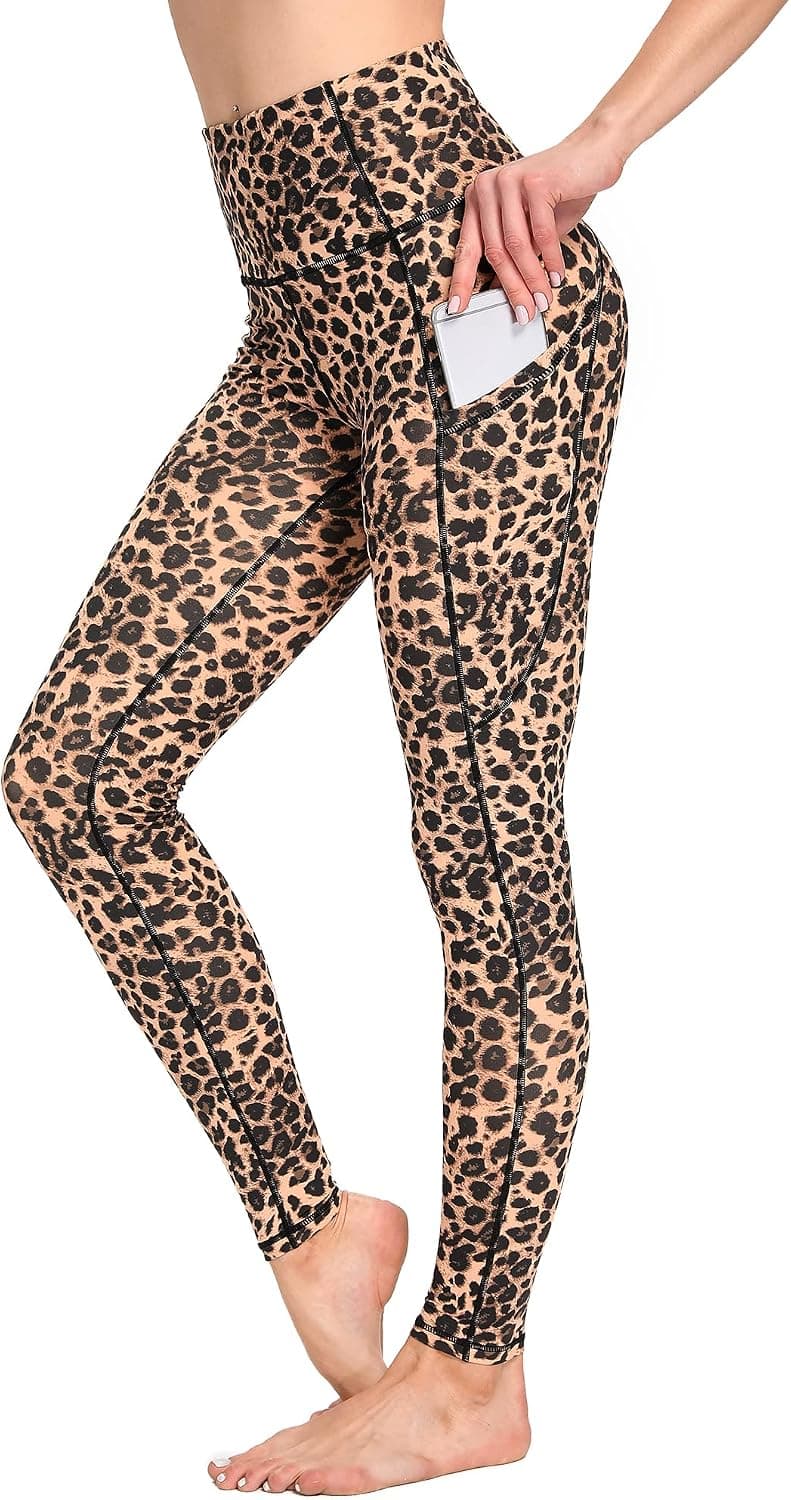 MUUBOOX Yoga Pants Leggings for Women with 3 Pockets,Tummy Control 4 Way Stretch Workout Pants with Pockets