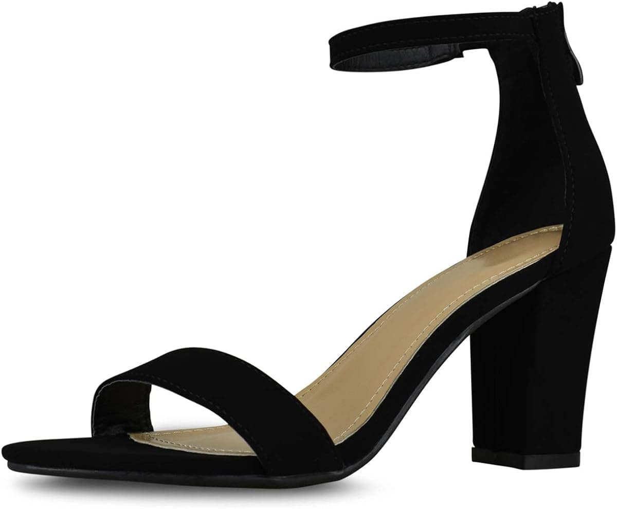Prime Shoes - Women's Strappy Chunky Block High Heel - Formal, Wedding, Party Simple Classic Pump