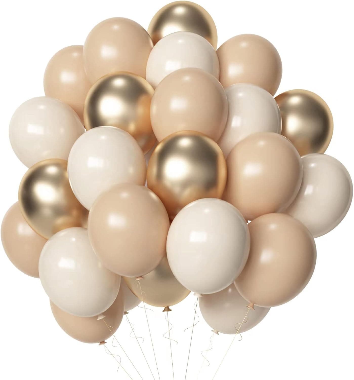 Blush Gold White Sand Neutral Balloons, 50pcs 12 inch Neutral Balloons Blush Gold White Sand Latex Balloons for Birthday Wedding Baby Shower Bride Party Decoration