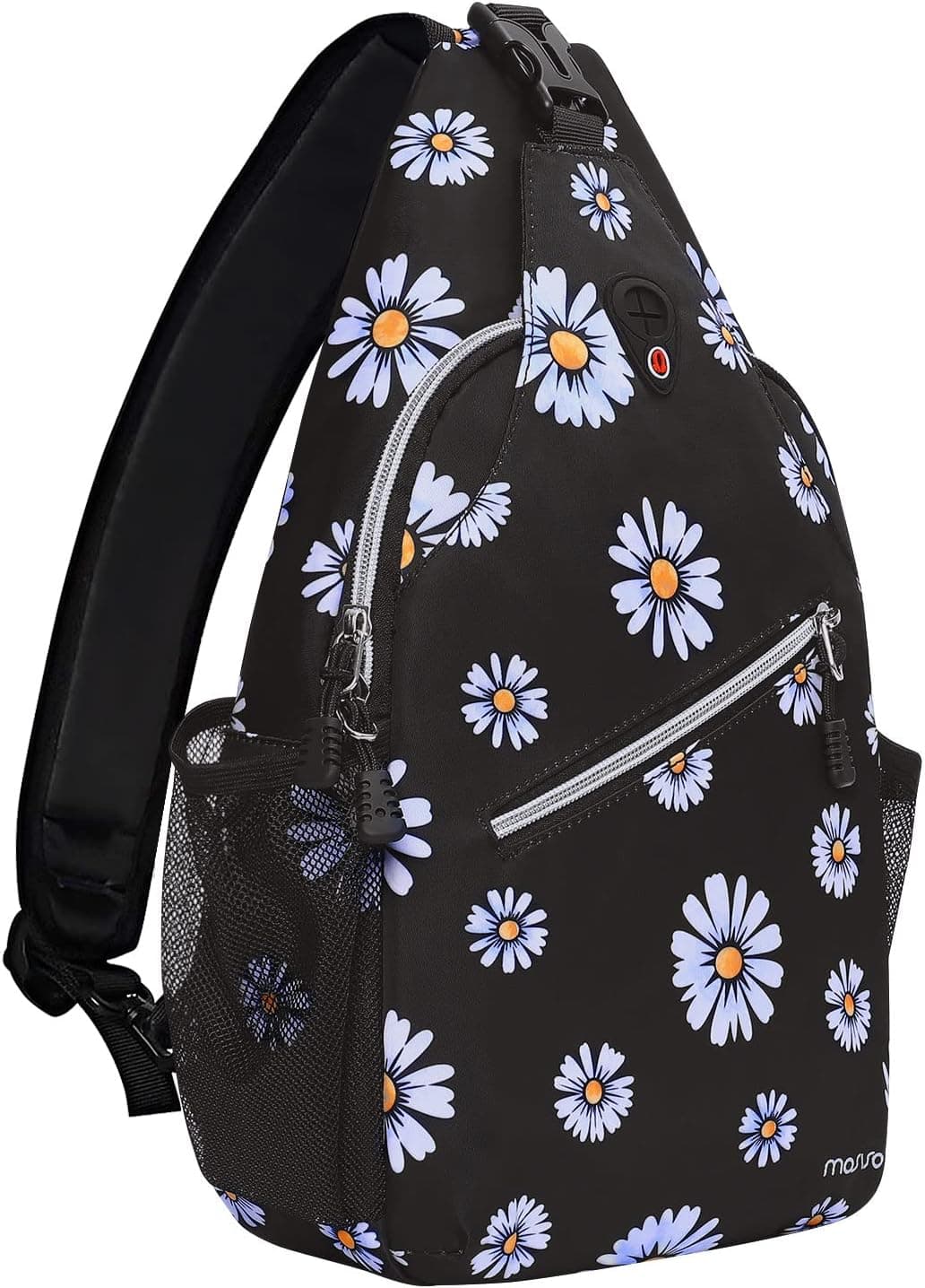 MOSISO Sling Backpack, Multipurpose Travel Hiking Daypack Camomile Rope Crossbody Shoulder Bag, Black