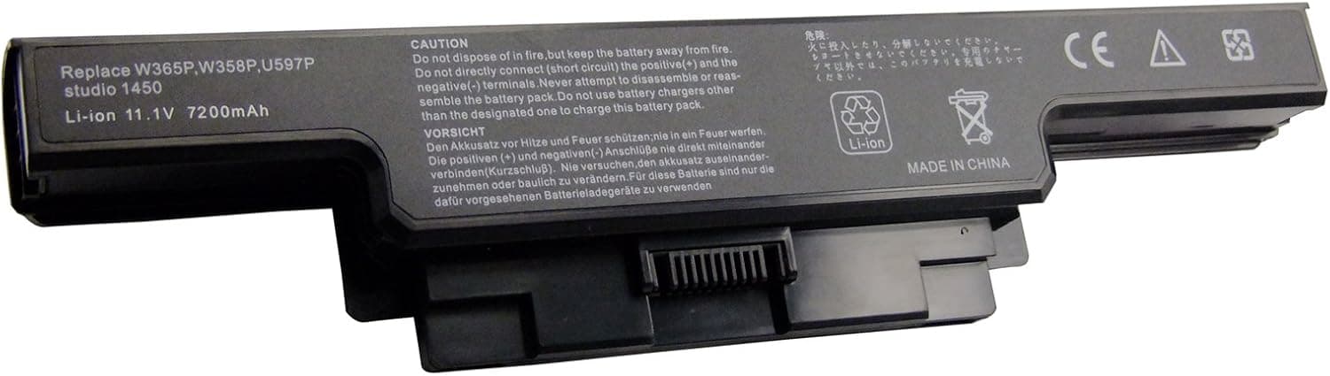 11.10V 7200mAh Li-ion Hi-quality Replacement Laptop Battery for Dell Studio 14 Studio 1450 Studio 1457 Studio 1458 This laptop battery can replace the following part numbers of Dell: 0U600P 0W360P 312-4000 312-4009 N998P P219P U597P W356P W358P