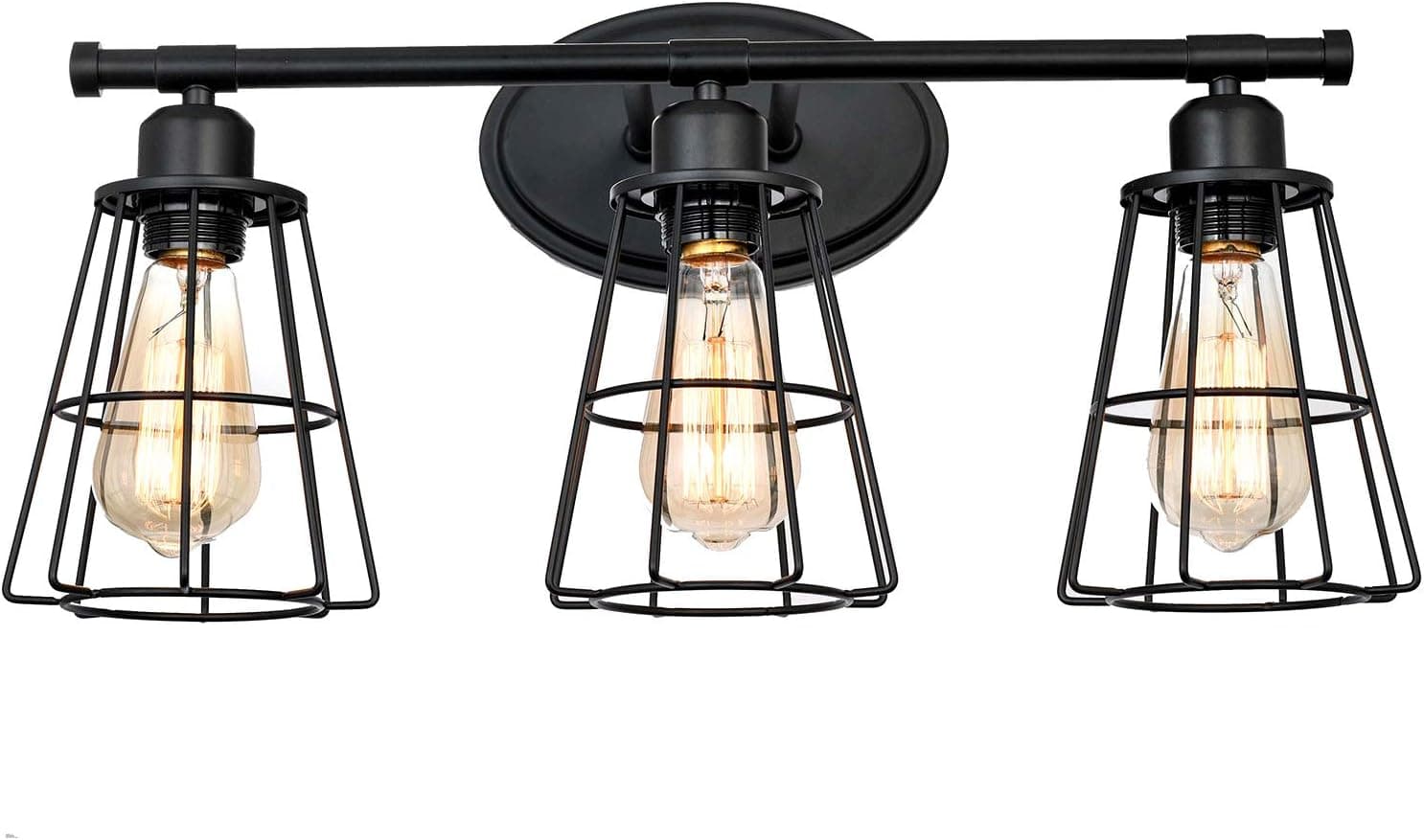 Industrial Bathroom Vanity Light, E26, Farmhouse Metal Cage Vintage Wall Sconce, Rustic Wall Light Fixture for Bathroom Vanity Mirror, Cabinets, Dressing Table, 3-Light