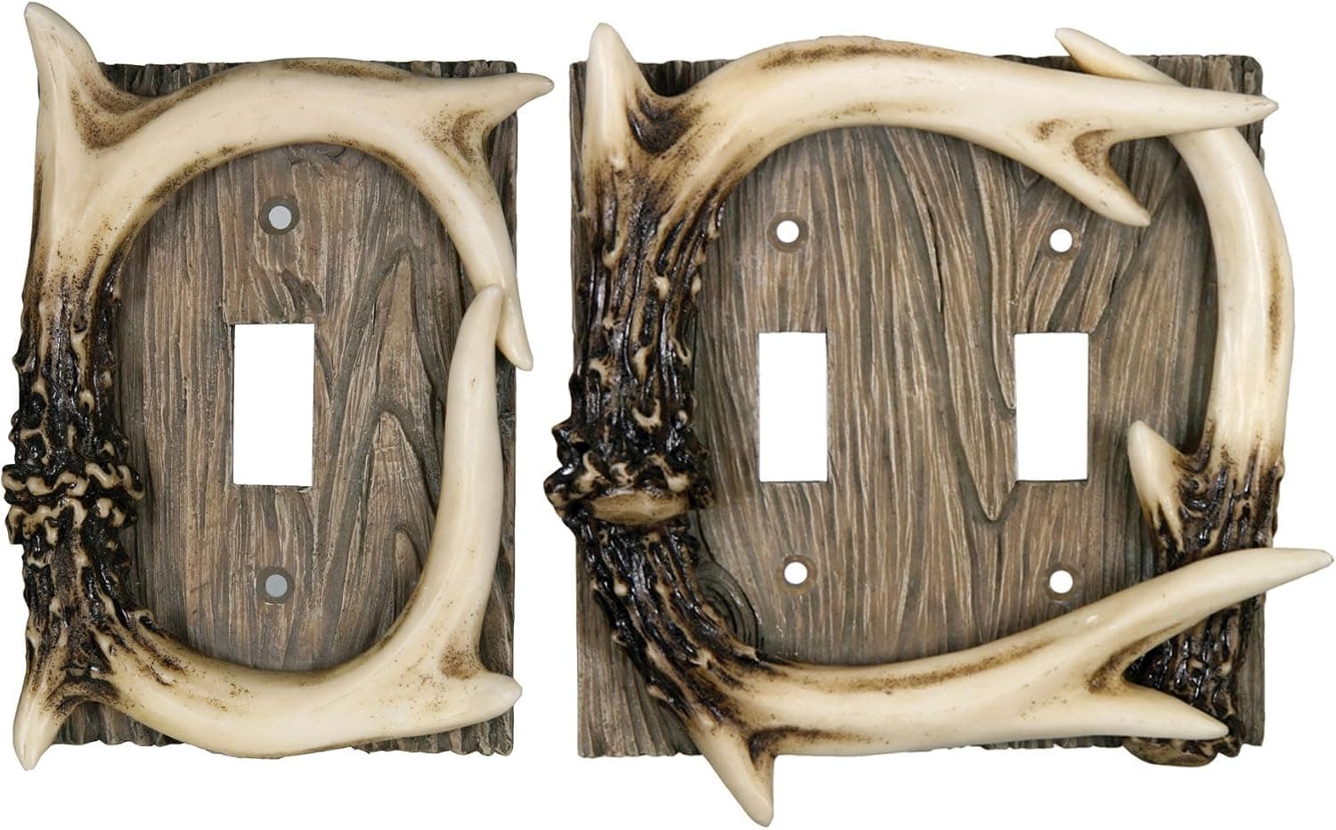 Rivers Edge Products Deer Antler light switch wall plate - Single & Double cover pack