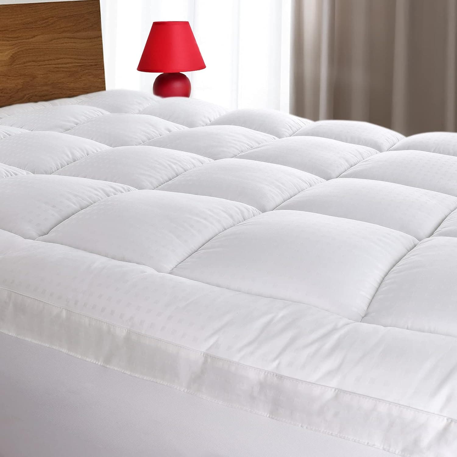 VONABEM King Size Extra Thick Cooling Mattress Topper, 400TC Cotton Fabric Quilted Fitted, Breathability Mattress Protector, Classic White Mattress Pads, for 8-21 Inch Deep Pocket Mattresses.