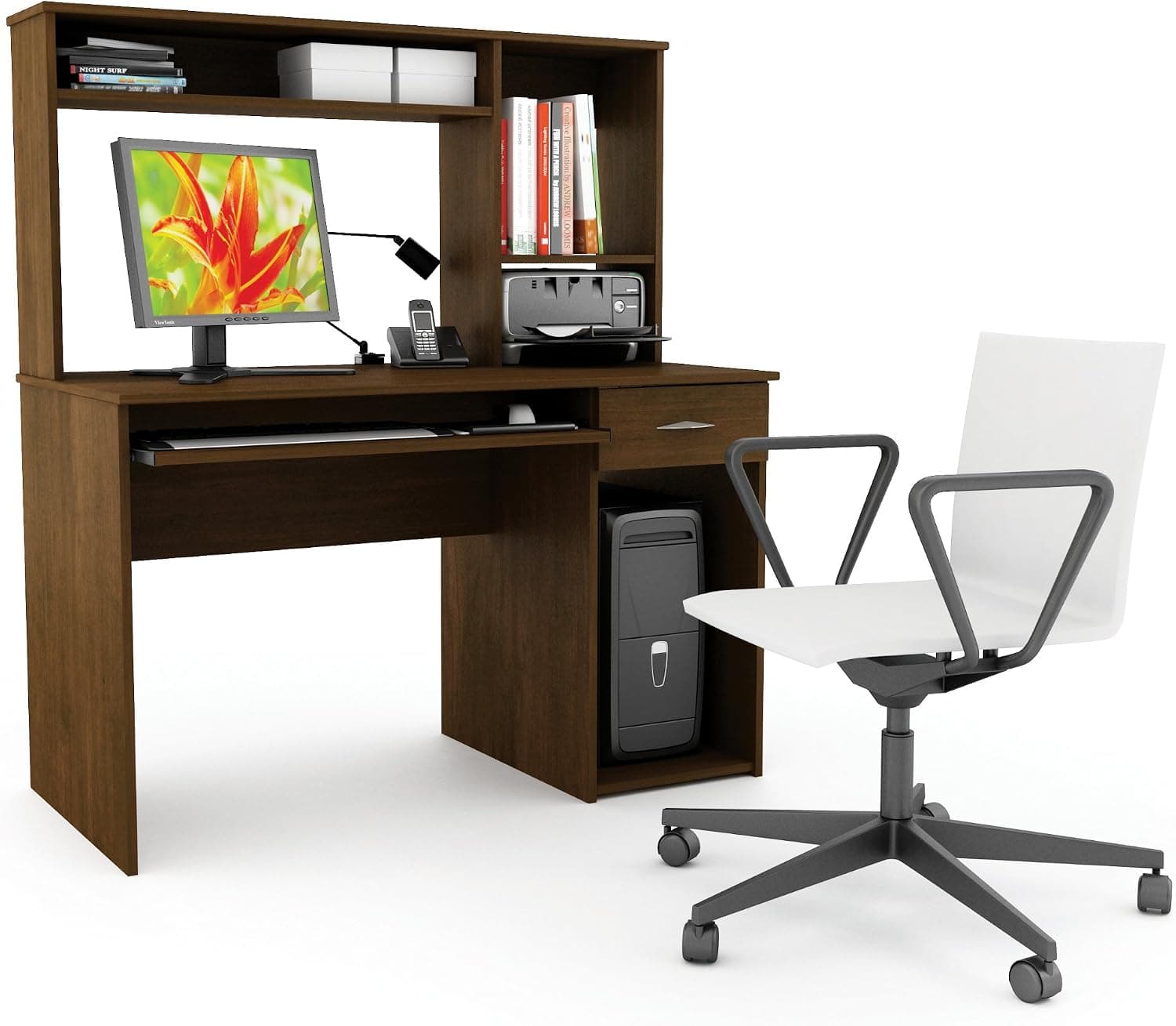 Sonax Workspace 47-Inch Desk with Keyboard Tray and Hutch