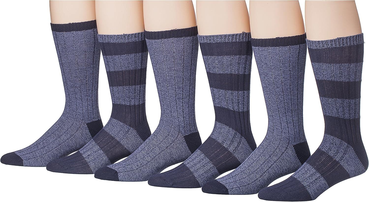 James Fiallo Men's 6 Or 12 Pack Cotton Casual Crew Socks 1109.BLUE-12