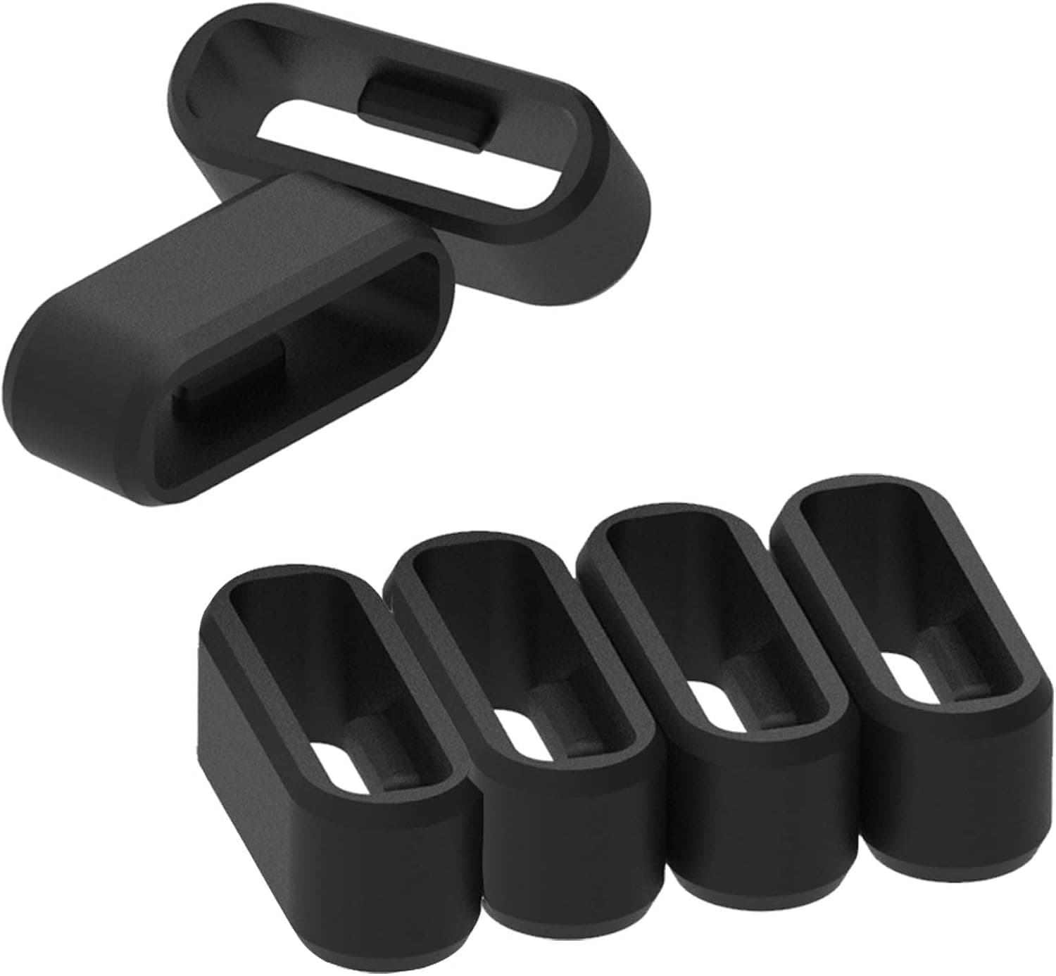 Replacement Fastener Ring for Garmin Vivosport/Vivosmart 5/Vivosmart HR/Vivoactive 4s/Vivomove 3s/Venu 2s/Forerunner 255s 265s Band Keeper, Soft Silicone Elasticity Security Loop Watch Band Holder/Retainer (Black-6pcs)