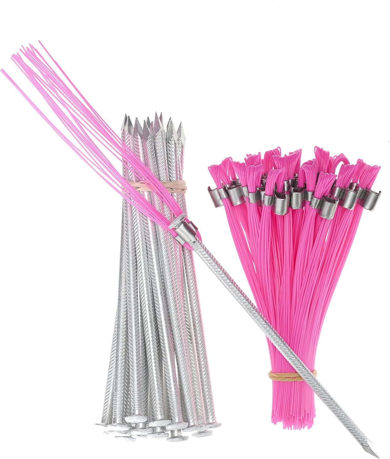 Trail Chasers Ground Markers Pink 6 Inch Marking Whiskers with Lightweight Non-Rust Aluminum Stakes (Pkg of 25)
